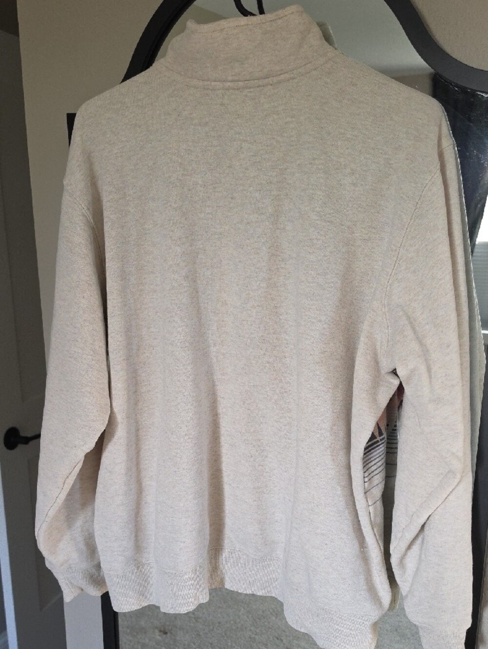 Ariat Cream Quarter-Zip Sweatshirt with Pink & Navy Aztec Stripe - Picture 4 of 4